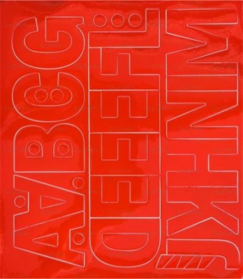 Öntapadós matrica, 5 cm-es, betűlap, ABC első fele, piros