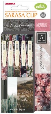 Zseléstoll, 0,33 mm, nyomógombos, ZEBRA "Sarasa Clip Calming Moment", 5 különböző szín