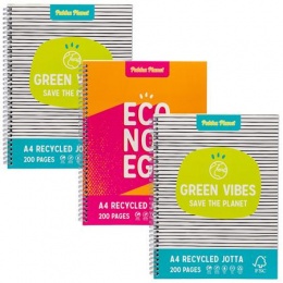 Spirálfüzet, A4+, vonalas, 100 lap, PUKKA PAD "Planet Jotta", vegyes szín